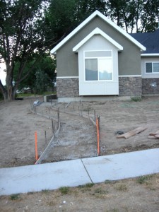Pouring a cement walkway to the studio