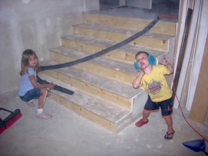 Halle & Weston Nelson cleaning the studio